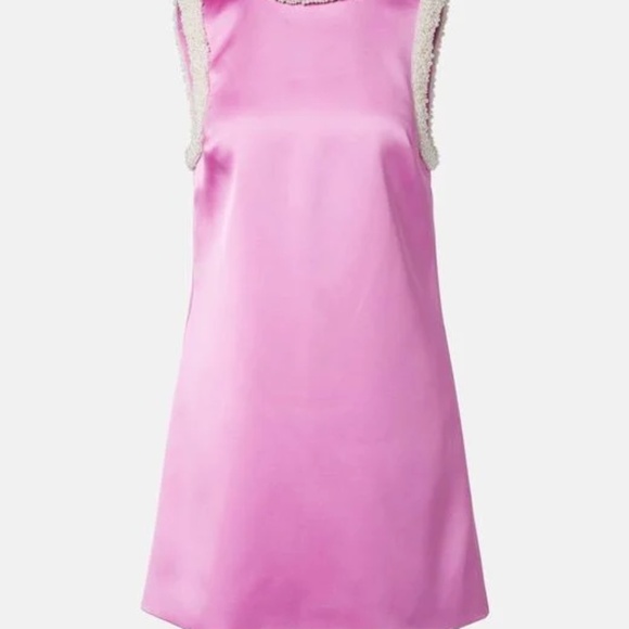 BNWT Self-Portrait Pearl Trim Satin Mini Dress Sz US 2 - Picture 4 of 9